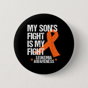 Leukemia Awareness  Son Fight Orange Ribbon Gift  6 Cm Round Badge