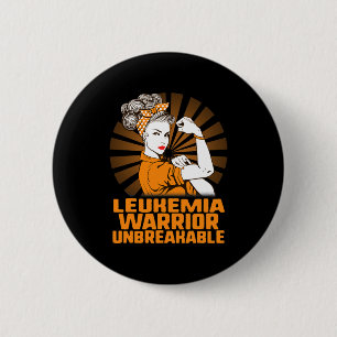 Leukemia Awareness Strong Warrior Woman Orange Rib 6 Cm Round Badge