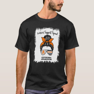 Leukemia Awareness Warrior Support Squad Messy Bun T-Shirt