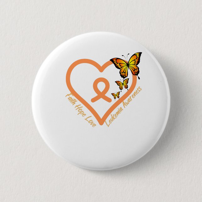 Leukemia Cancer Awareness - Faith Hope  Love 6 Cm Round Badge (Front)
