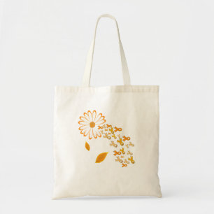 Leukemia Cancer Awareness Orange Ribbon Daisy Flow Tote Bag