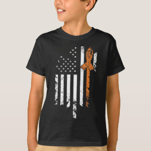 Leukemia Cancer Awareness Vintage US American Flag T-Shirt
