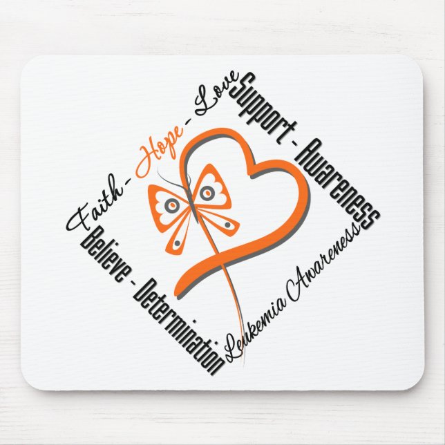 Leukemia Faith Hope Love Butterfly Mouse Pad (Front)