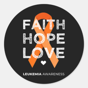 Leukemia Faith Hope Love Orange Ribbon Leukemia Aw Classic Round Sticker
