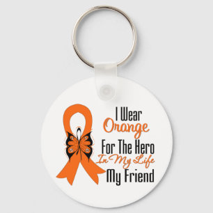 Leukemia Orange Ribbon Hero My Friend Key Ring