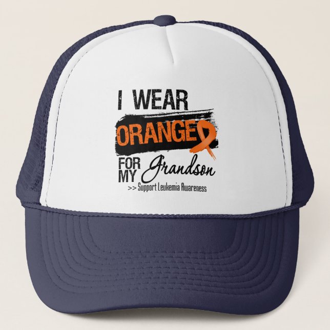 Leukemia Ribbon For My Grandson Trucker Hat (Front)