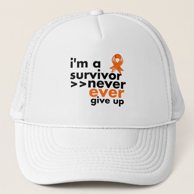 Leukemia Survivor Never Give Up Trucker Hat (Front)