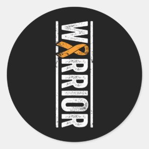 Leukemia Warrior - Vertical Orange Cancer Awarenes Classic Round Sticker