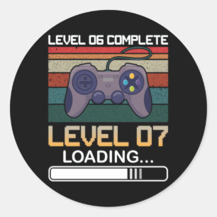 Level 06 Complete Level 07 Birthday Video Game Classic Round Sticker