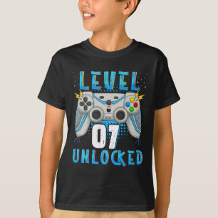 Level 07 Unlocked Video Game 7th Birthday Gamer Bi T-Shirt
