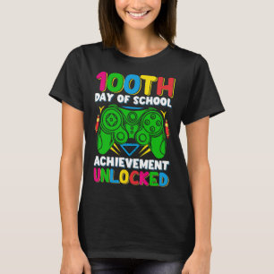 Level 100 Day Of School Unlocked Gamer 100th Days T-Shirt