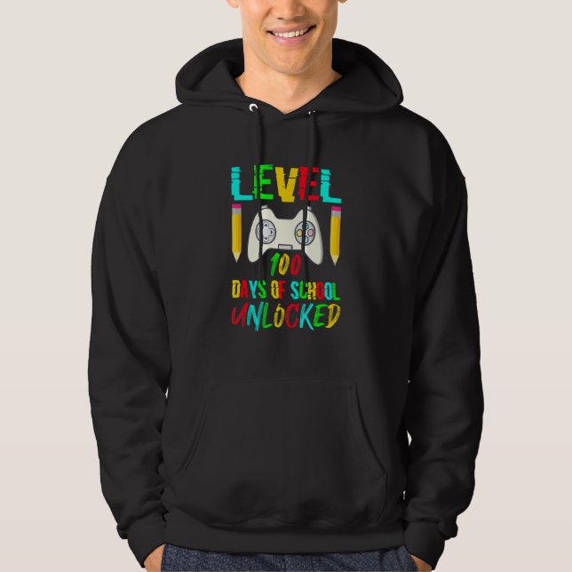 Level 100 Day Of School Unlocked Gaming Gamer Cute Hoodie (Front)