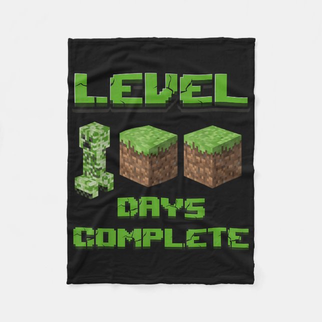 Level 100 Days Complete Gaming Pixel 100th Days Of Fleece Blanket (Front)