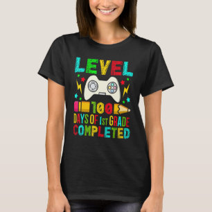 Level 100 Days Of 1st Grade Completed School Gamer T-Shirt
