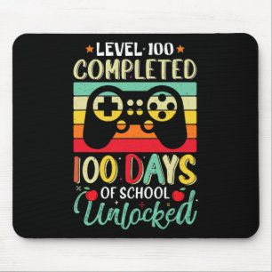 Level 100 Days Of School Complete Gamer Boy Level Mouse Pad