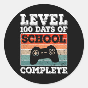 Level 100 Days Of School Complete Gamer Boys Video Classic Round Sticker
