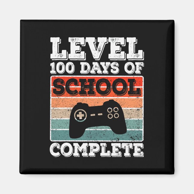 Level 100 Days Of School Complete Gamer Boys Video Magnet (Front)