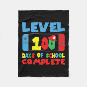 Level 100 Days Of School Complete Gamer Video Game Fleece Blanket