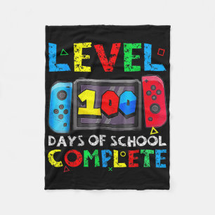 Level 100 Days Of School Complete Gamer Video Game Fleece Blanket