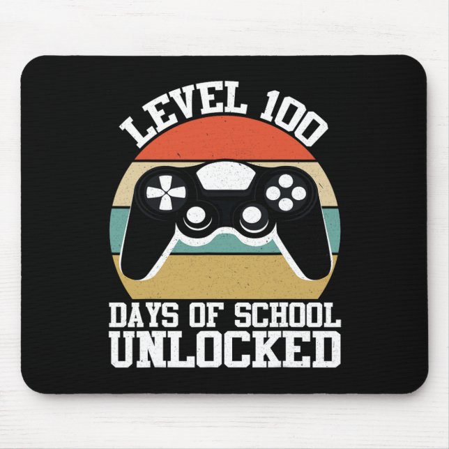 Level 100 Days Of School Complete Gamer Video Game Mouse Pad (Front)