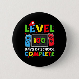 Level 100 Days Of School Complete Video Game 100th 6 Cm Round Badge