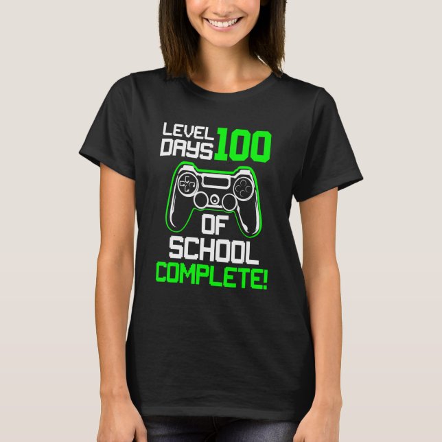 Level 100 Days Of School Complete Video Games Boys T-Shirt (Front)