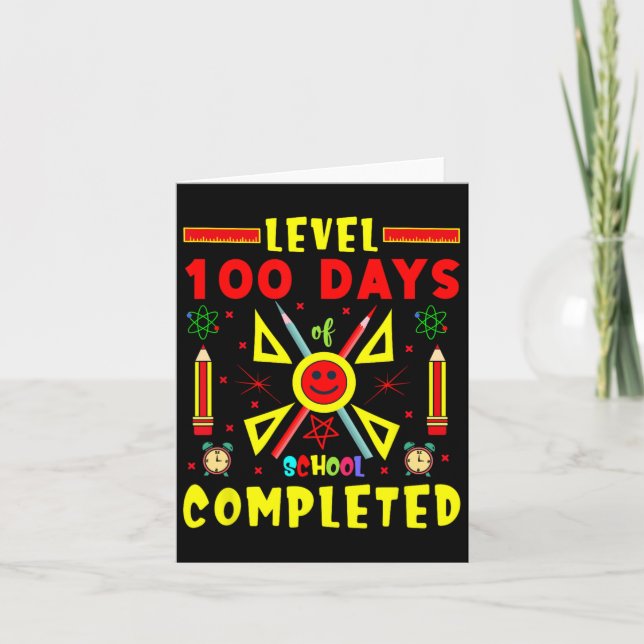 Level 100 Days Of School Completed 100th Day Gamin Card (Front)