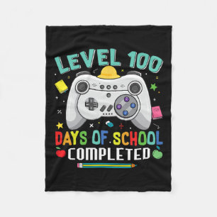Level 100 Days Of School Completed Gamer Kids Boys Fleece Blanket