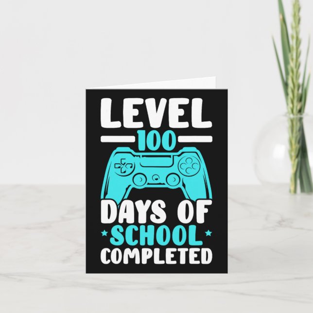 Level 100 Days Of School Completed Video Game Game Card (Front)