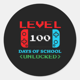 Level 100 Days Of School Unlocked 3 Classic Round Sticker