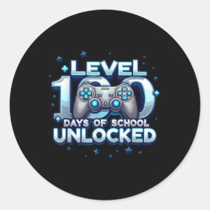 Level 100 Days Of School Unlocked Boys 100th Day O Classic Round Sticker