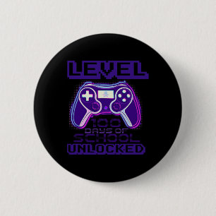 Level 100 Days Of School Unlocked Boys Girls Kids 6 Cm Round Badge
