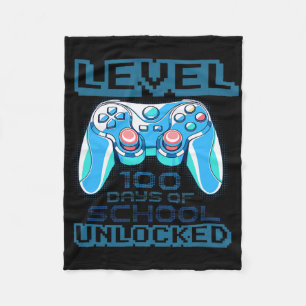 Level 100 Days Of School Unlocked Boys Girls Kids Fleece Blanket