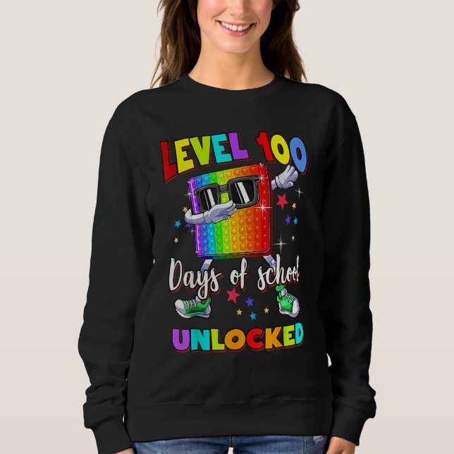 Level 100 Days Of School Unlocked Boys Kids 100th  Sweatshirt (Front)