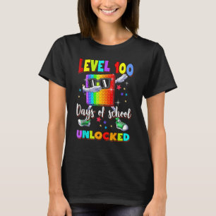 Level 100 Days Of School Unlocked Boys Kids 100th  T-Shirt