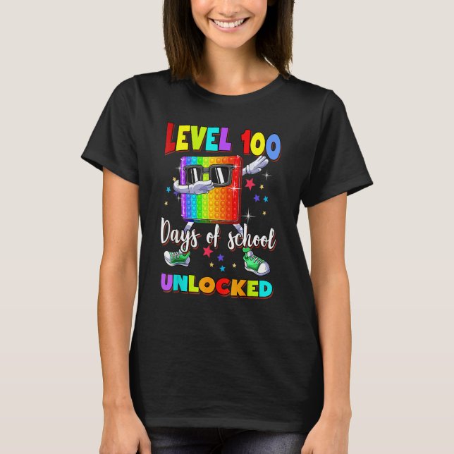 Level 100 Days Of School Unlocked Boys Kids 100th  T-Shirt (Front)