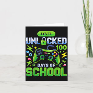 Level 100 Days Of School Unlocked Funny Video Game Card