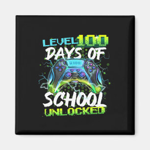 Level 100 Days Of School Unlocked Gamer Boy Girl V Magnet