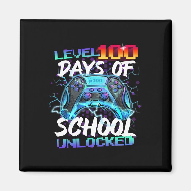 Level 100 Days Of School Unlocked Gamer Boy Girl V Magnet (Front)