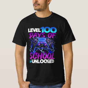 Level 100 Days Of School Unlocked Gamer Boy Girl V T-Shirt