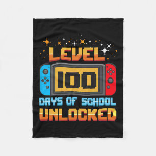 Level 100 Days Of School Unlocked Gamer Boys Fun 1 Fleece Blanket