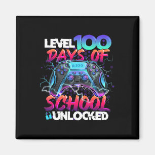 Level 100 Days Of School Unlocked Gamer Kids Video Magnet