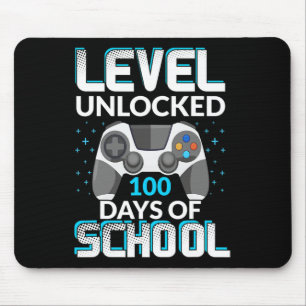 Level 100 Days Of School Unlocked Gamer Nerdy Team Mouse Pad