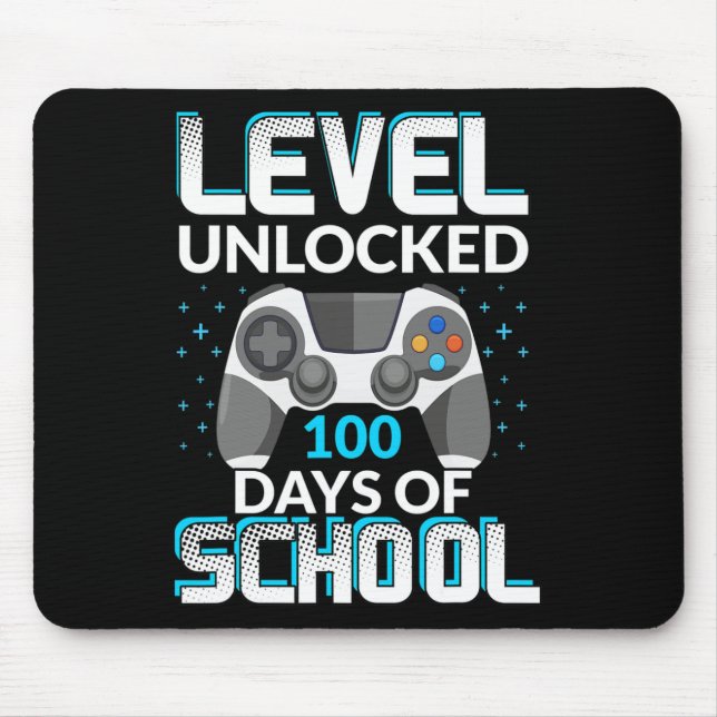 Level 100 Days Of School Unlocked Gamer Nerdy Team Mouse Pad (Front)
