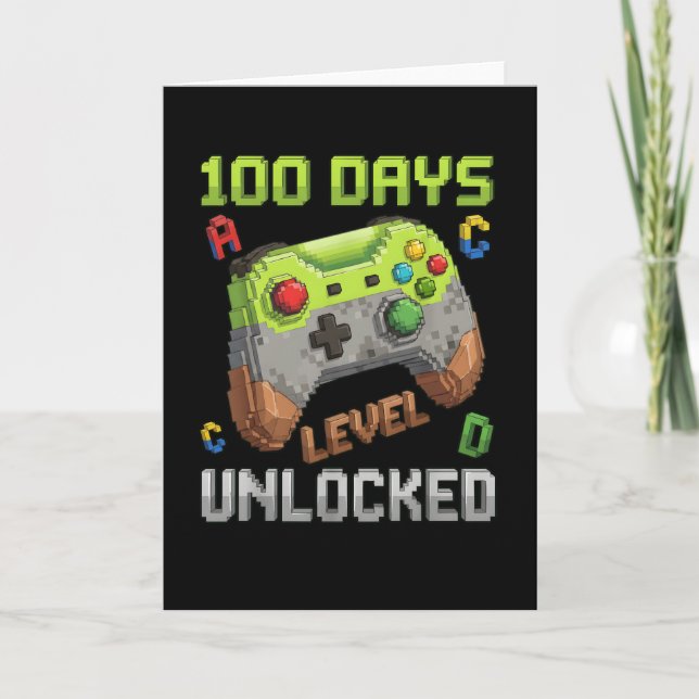 Level 100 Days of School Unlocked Gamer Style Card (Front)
