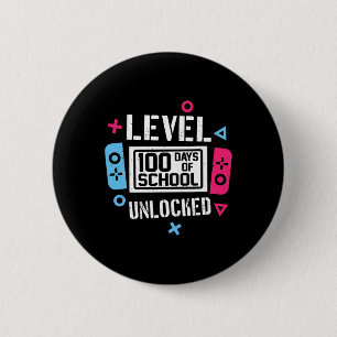 Level 100 Days Of School Unlocked Gamer Video Game 6 Cm Round Badge