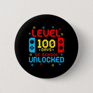 Level 100 Days Of School Unlocked Gamer Video Game 6 Cm Round Badge