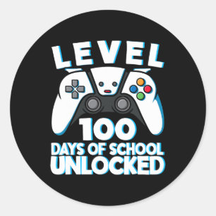 Level 100 Days Of School Unlocked Gamer Video Game Classic Round Sticker