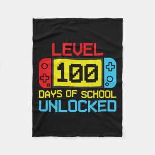 Level 100 Days Of School Unlocked Gamer Video Game Fleece Blanket