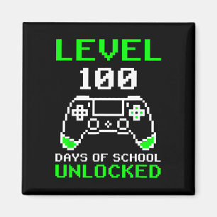 Level 100 Days Of School Unlocked Gamer Video Game Magnet